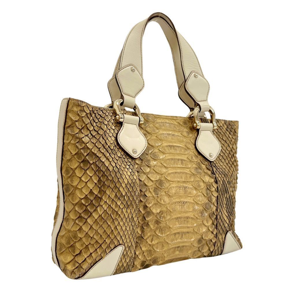 Gucci Handbag Python Leather Brown Button - image 3
